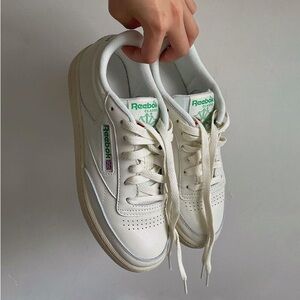 Reebok White and Green Sneakers